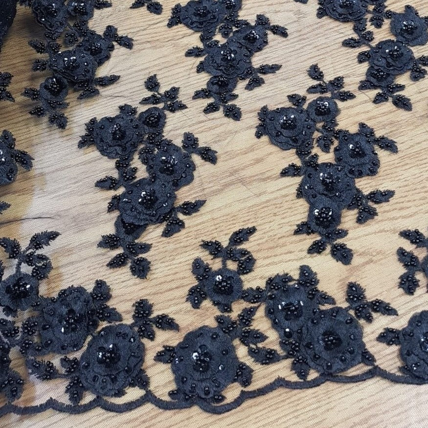 Tulle embroidered 3D flowers