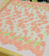 Load image into Gallery viewer, Peach and green tulle embroidered