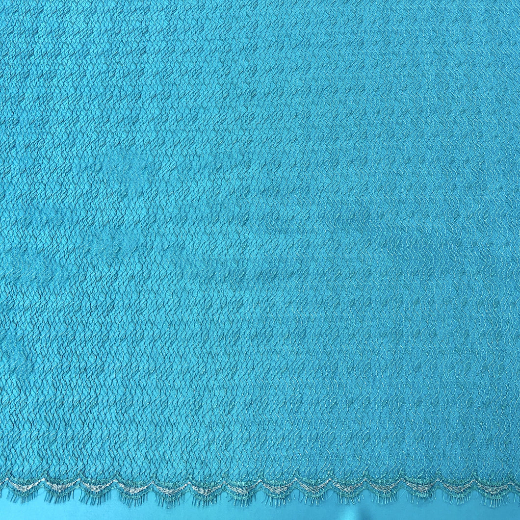 Turquoise métallique French lace-5m